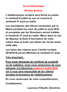 informations de réntrée